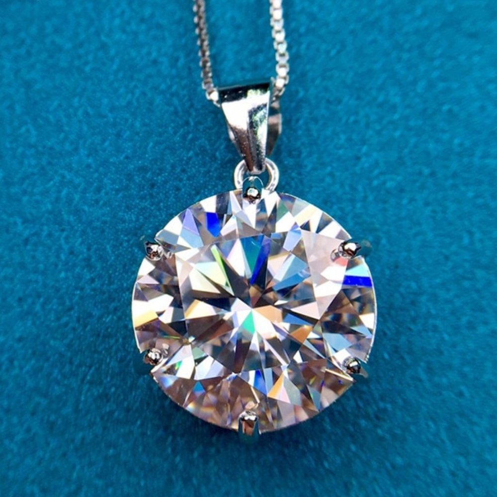 Certified 10ct. t.w. Moissanite Diamond Solitaire Pendant Necklace NEW - Picture 3 of 11